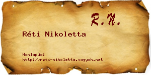 Réti Nikoletta névjegykártya
