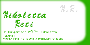 nikoletta reti business card